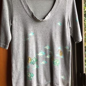 Moth Grey Sweater with Fish Detail